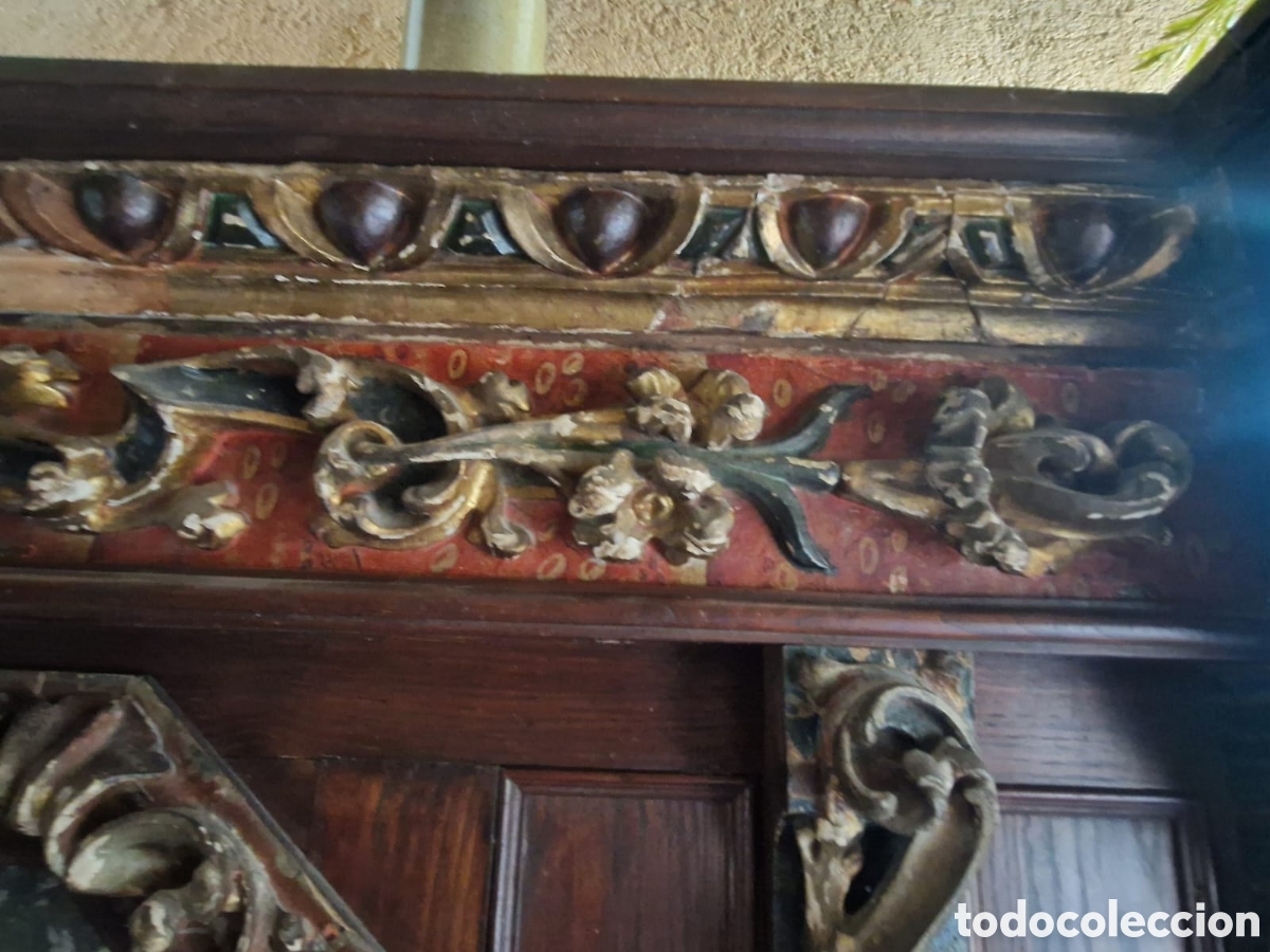 Antig&uuml;edades: Banco de madera de casta&ntilde;o policromada - Foto 9