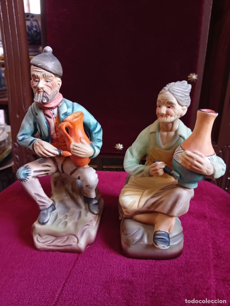 Antig&uuml;edades: Pareja de alfareros cer&aacute;mica de la d&eacute;cada de los 50