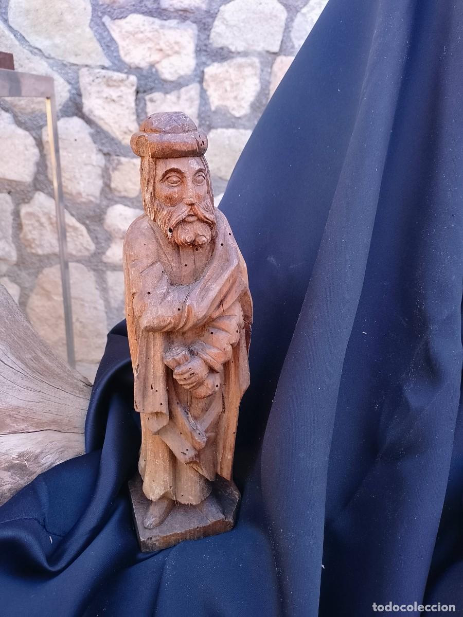Antig&uuml;edades: Antigua talla artesanal madera Santo. (San Pedro?)