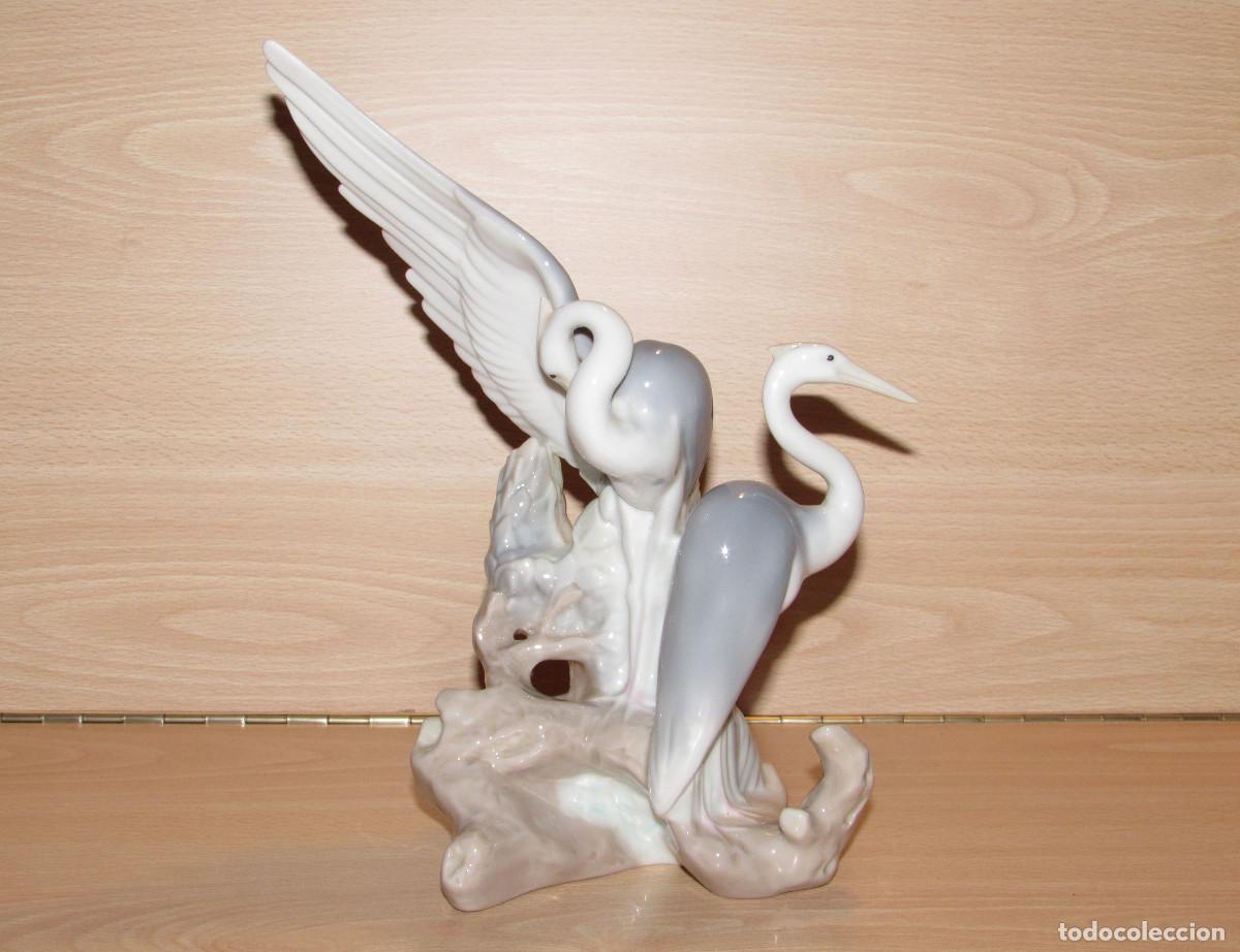 Antiquit&eacute;s: Figura vintage grullas garzas en descanso Lladr&oacute; Nao porcelana sellada sello descatalogada 1992