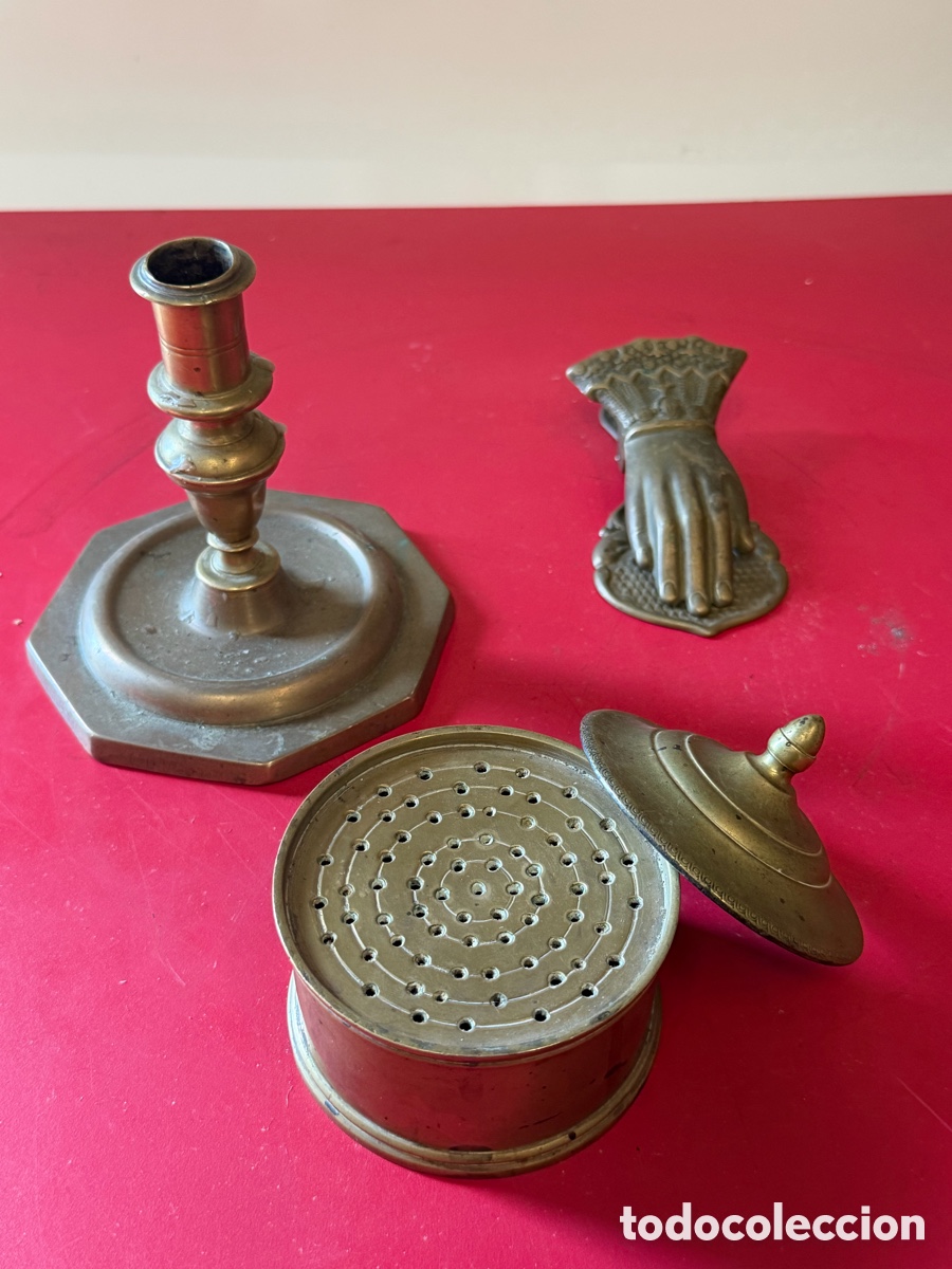 Antig&uuml;edades: Conjunto antiguo bronce: candelabro, etc. - Foto 1