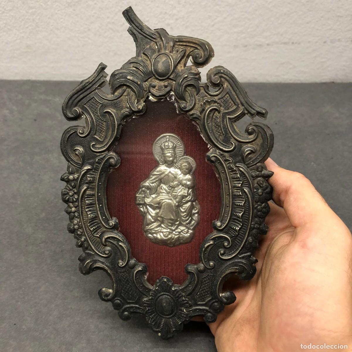 Antig&uuml;edades: RELICARIO - VIRGEN DEL CARMEN CON EL NI&Ntilde;O JES&Uacute;S - 18 X 12 CM TOTAL - PRECIOSO LOTE RELIGIOSO / 1607