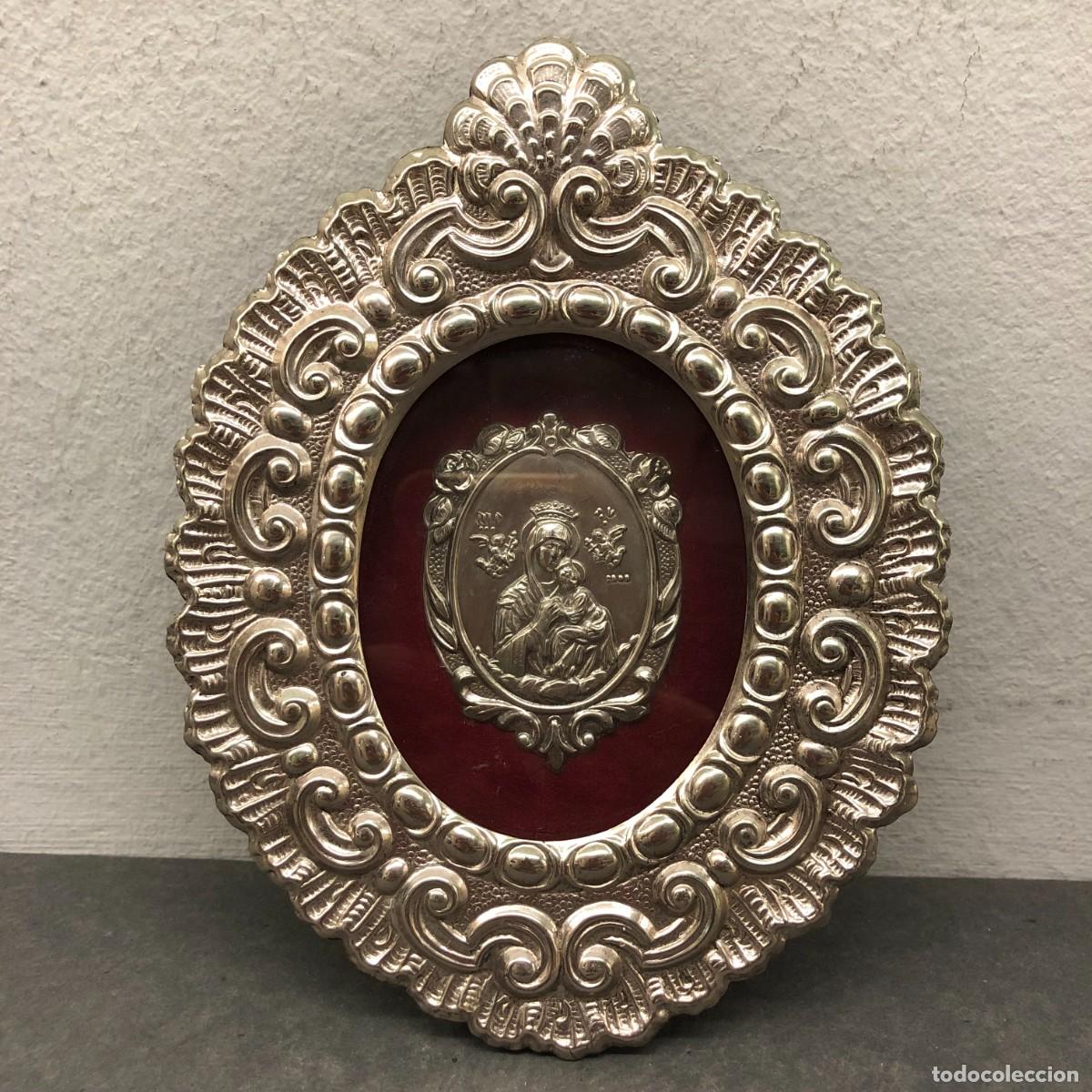 Antig&uuml;edades: RELICARIO - VIRGEN CON EL NI&Ntilde;O - ICONO RUSO - 18 X 14 CM TOTAL - PRECIOSO LOTE RELIGIOSO / 1610