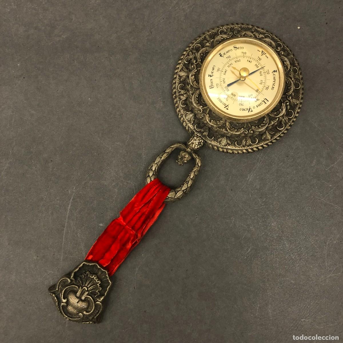 Antig&uuml;edades: ANTIGUO BAROMETRO ANEROIDE METAL - 30 X 12 CM TOTAL - MARCA TEM / 1618