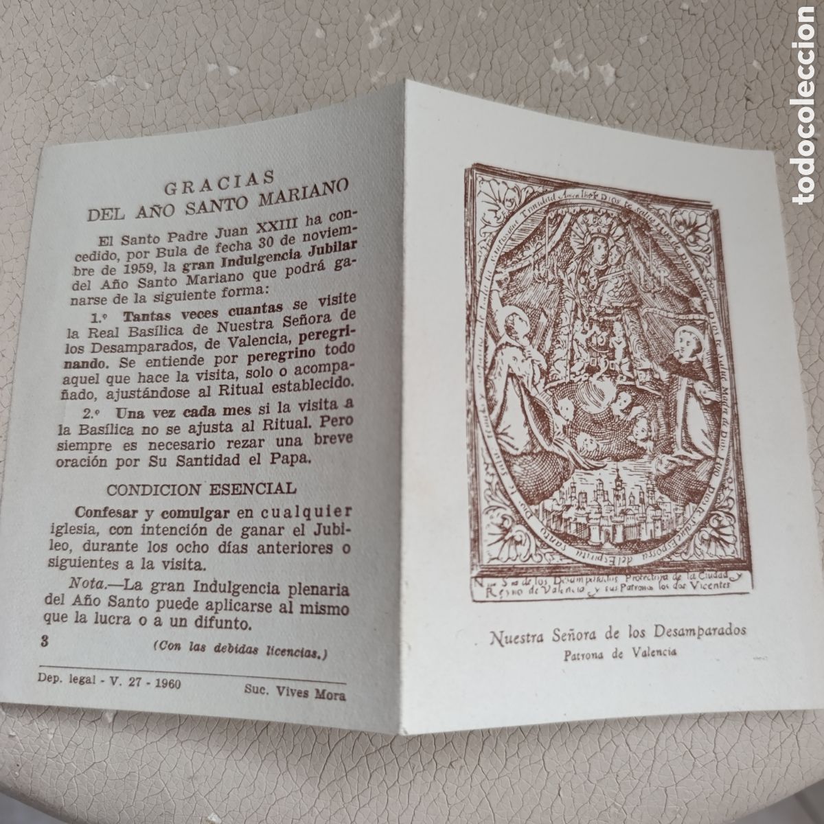 Antig&uuml;edades: Virgen de los Desamparados,D&iacute;ptico devocional de Valencia (1960).