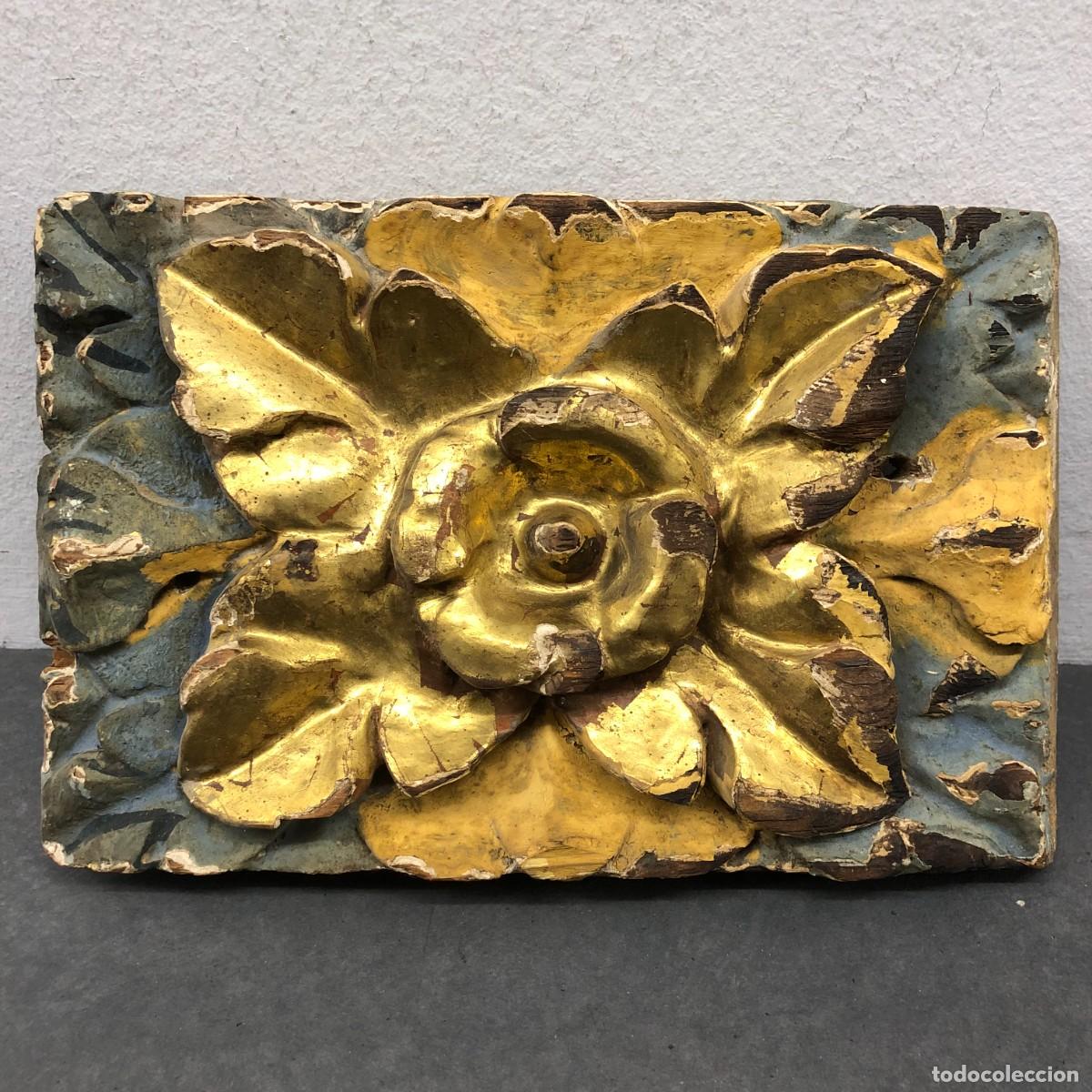 Antig&uuml;edades: PRECIOSO FRAGMENTO DE RETABLO - MOTIVOS FLORALES - EN MADERA - 26,5 X 16,5 CM / 1630