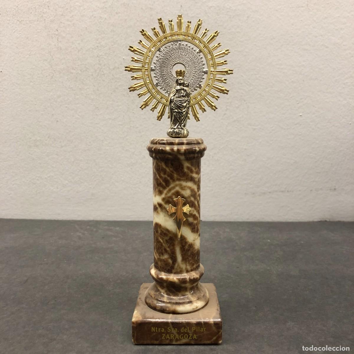 Antig&uuml;edades: VIRGEN DEL PILAR - NUESTRA SE&Ntilde;ORA DEL PILAR - EN M&Aacute;RMOL - 25 X 7 CM / 1632