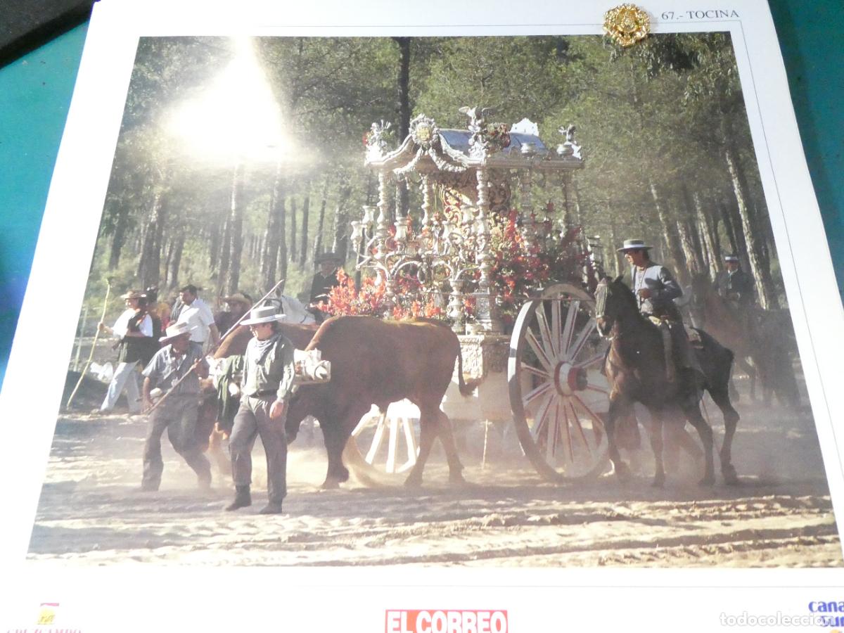 Antig&uuml;edades: INSIGNIA MEDALLITA ROCIERA + L&Aacute;MINA HERMANDAD VIRGEN ROC&Iacute;O 67 TOCINA SEVILLA