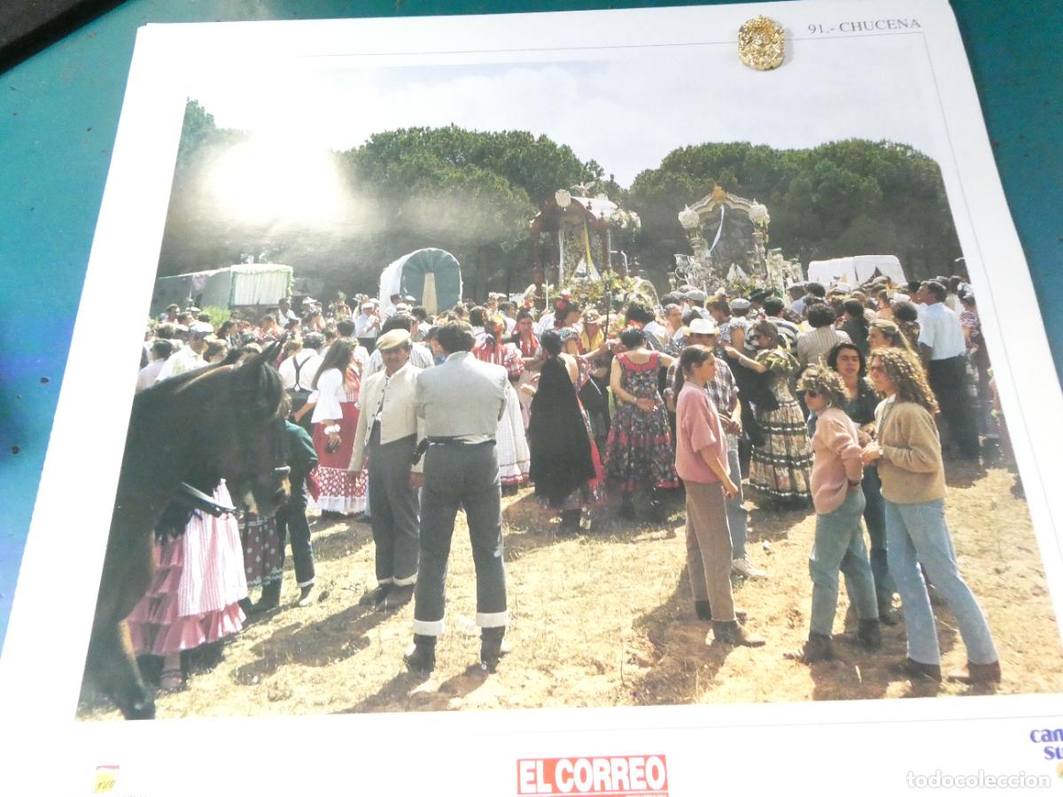 Antig&uuml;edades: INSIGNIA MEDALLITA ROCIERA + L&Aacute;MINA HERMANDAD VIRGEN ROC&Iacute;O 91 CHUCENA HUELVA