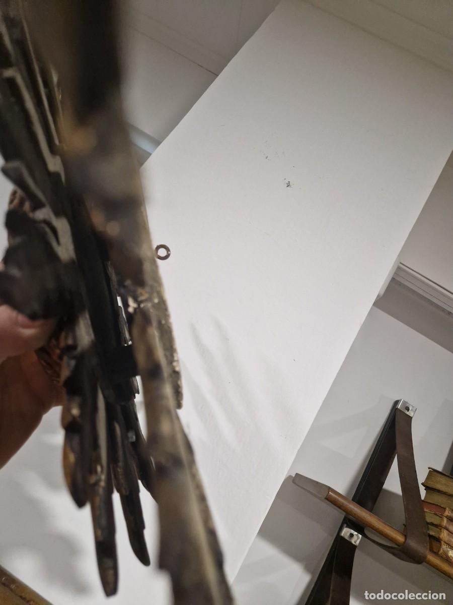 Antig&uuml;edades: Espejo de sol, marco doble tallado en madera - Foto 6