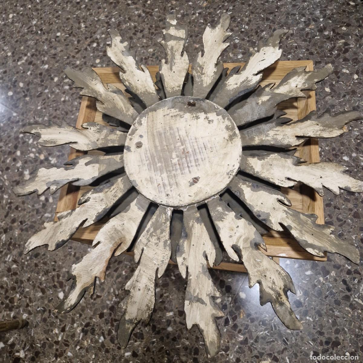 Antig&uuml;edades: Espejo de sol, marco doble tallado en madera - Foto 10