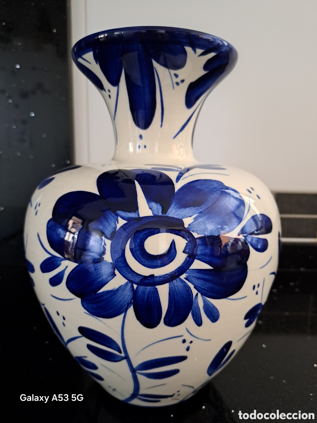 Antig&uuml;edades: Cer&aacute;mica Emma Jarr&oacute;n Azul Blanco Hermosa pieza vintage