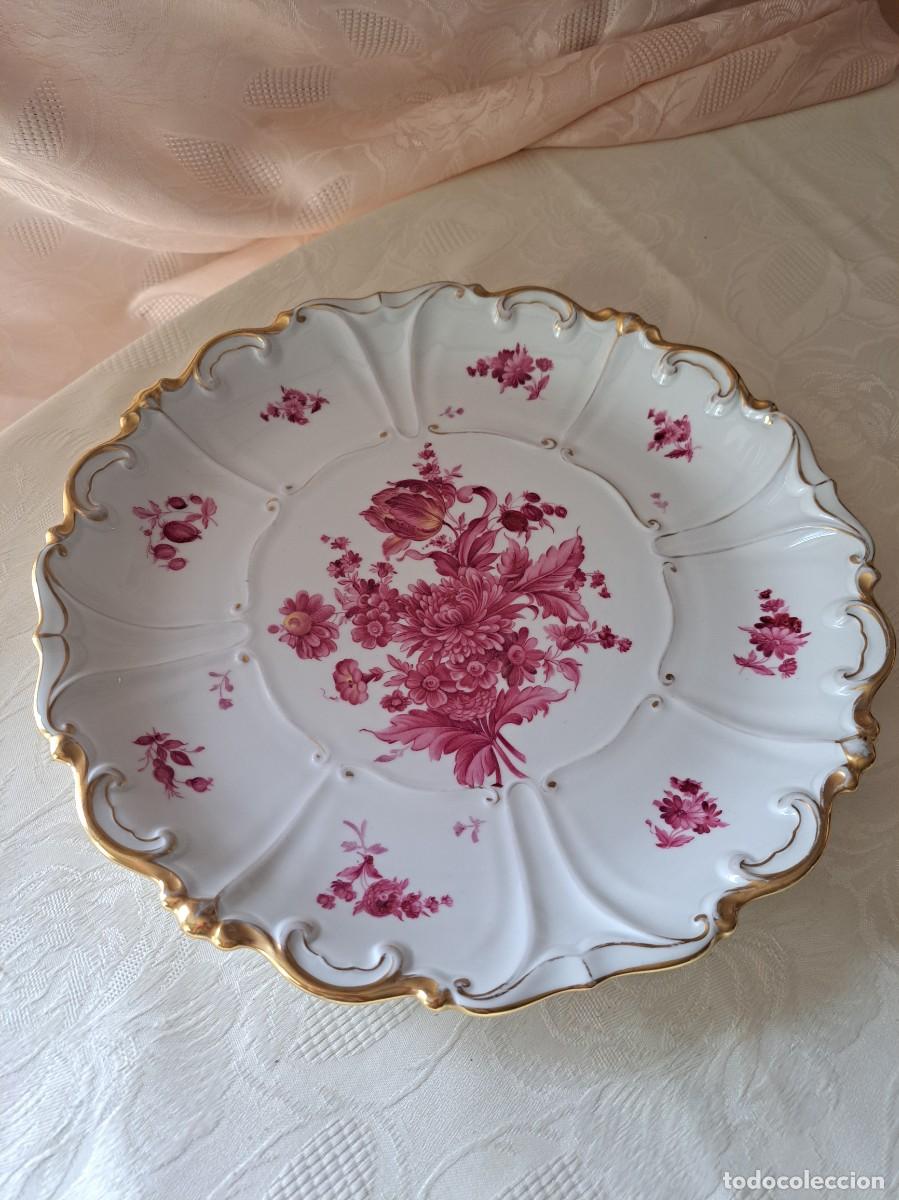 Antig&uuml;edades: Preciosa fuente de porcelana v e b JL Menau ,made in germany, flores y filo dorado. a&ntilde;os 30/40