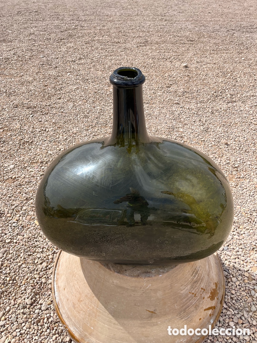 Antig&uuml;edades: Antigua garrafa o bombona de cristal, siglo XIX.