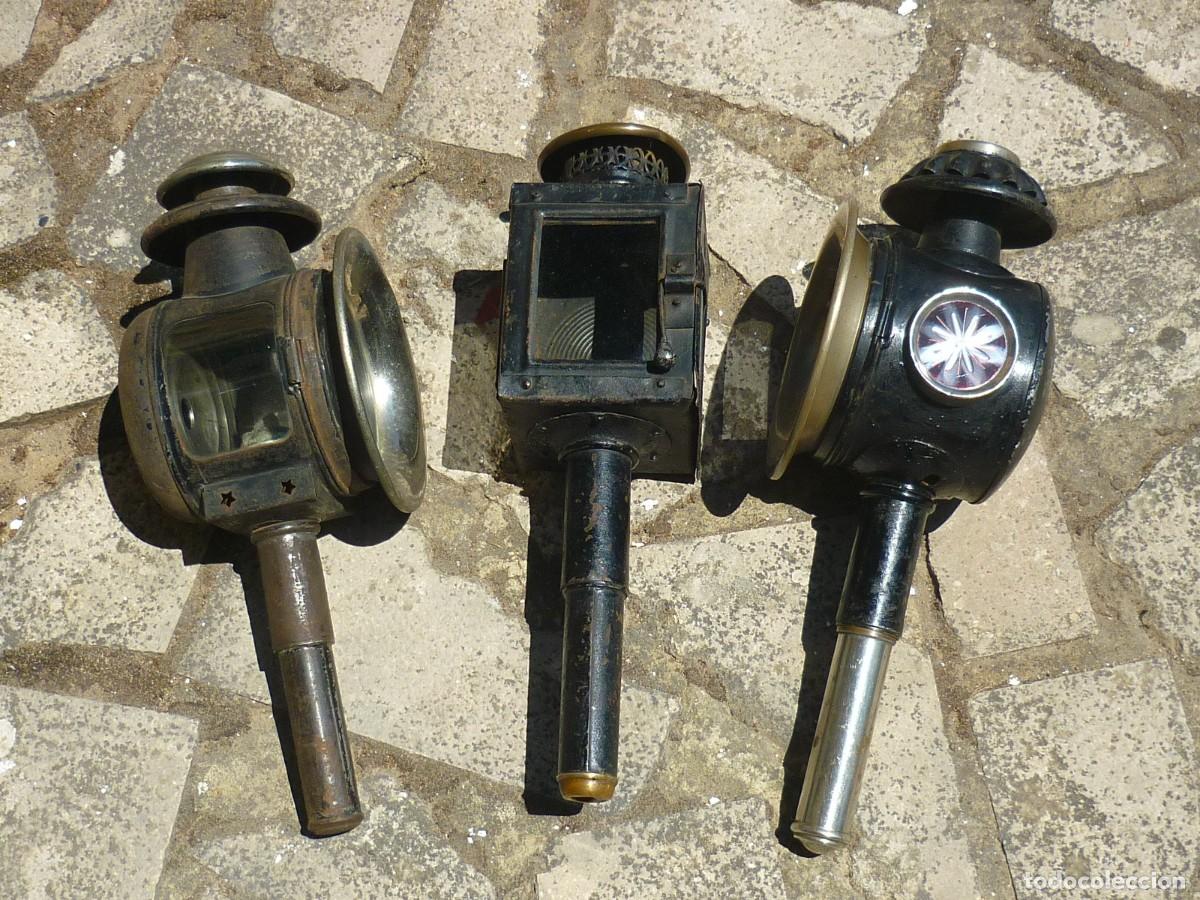 Antig&uuml;edades: Lote de 3 Faroles Antiguas Grandes Para Carruajes y Coches de Caballos.