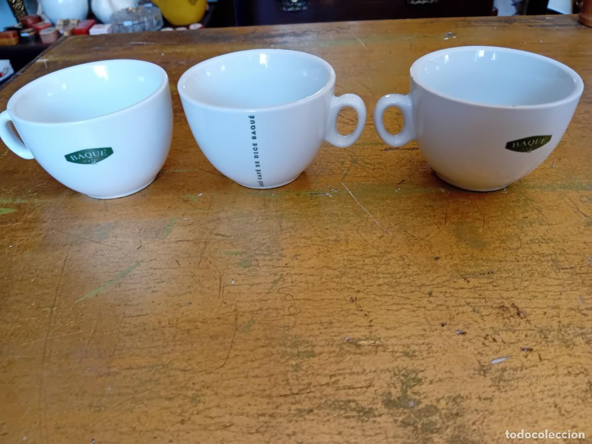 Antig&uuml;edades: 3 tazas de caf&eacute; para desayuno marca caf&eacute; Baque