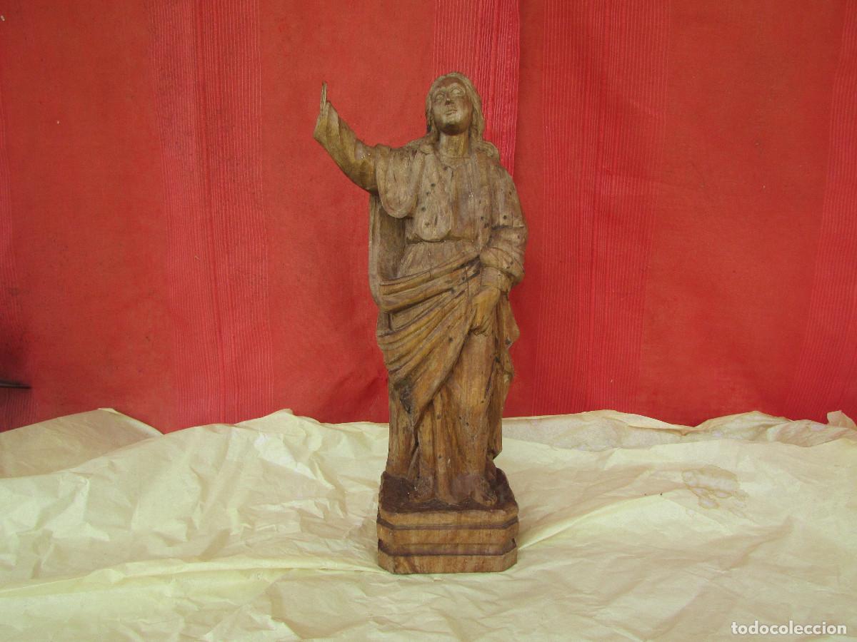 Antig&uuml;edades: Talla madera casta&ntilde;o SAN JUAN BAUTISTA predicando 41 cm 50 a&ntilde;os