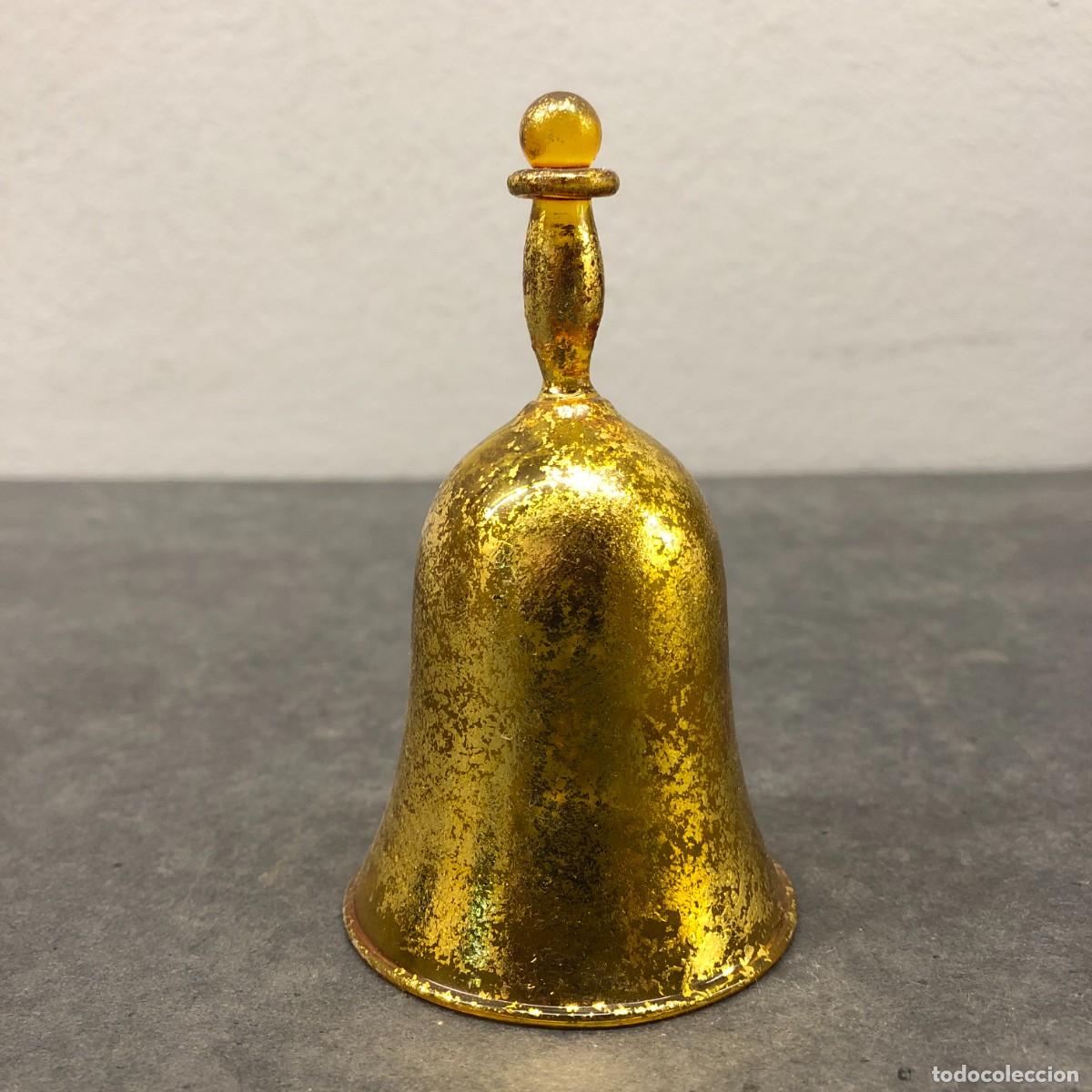 Antig&uuml;edades: PRECIOSA CAMPANA - DE VIDRIO SOPLADO - COLOR AMBAR - TEXTURA CRAQUELADA - 10 X 5,5 CM / 1637