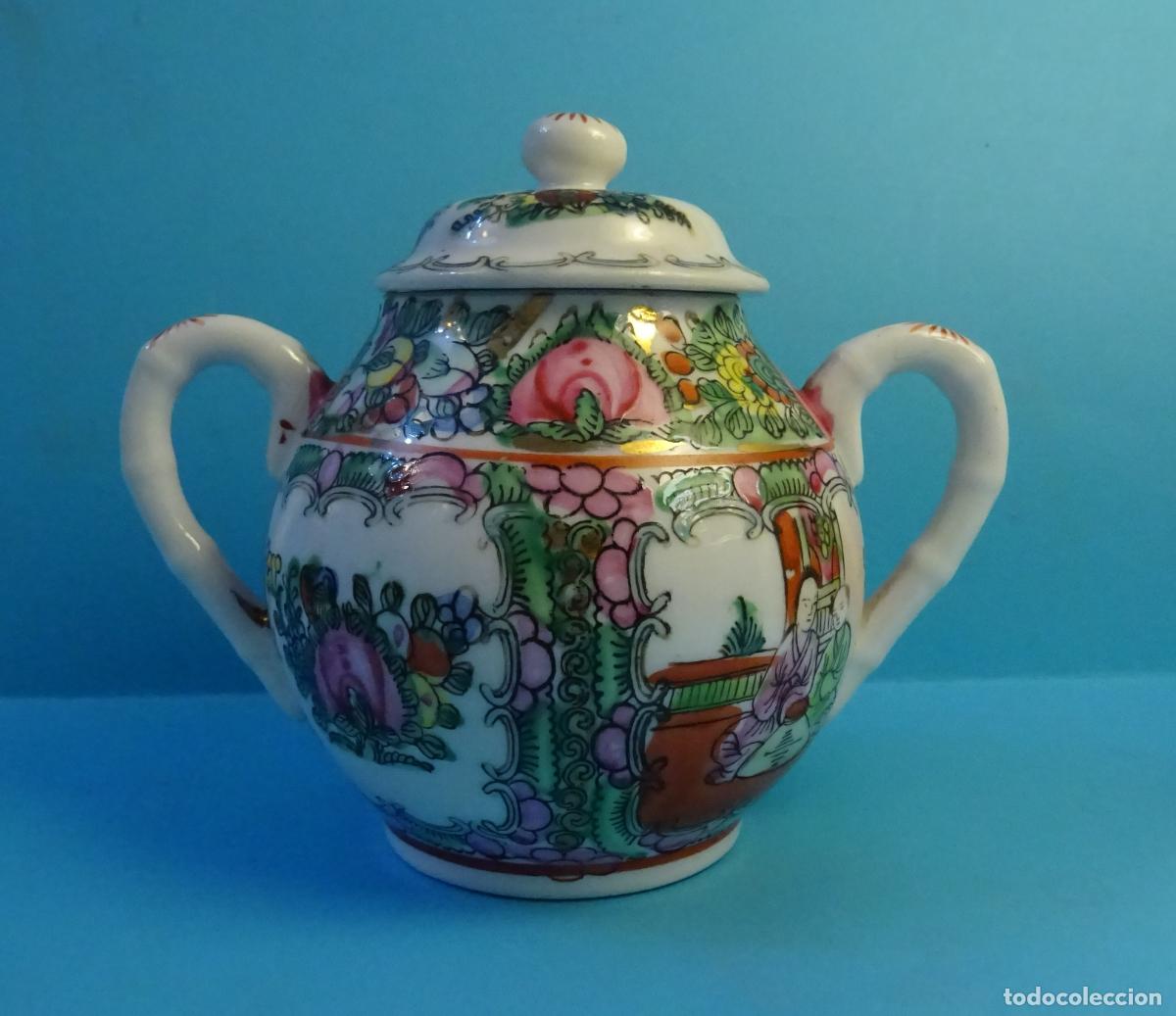 Antig&uuml;edades: AZUCARERO DE PORCELANA CHINA DE MACAO. ESTILO FAMILIA ROSA. ALTURA 12 CM