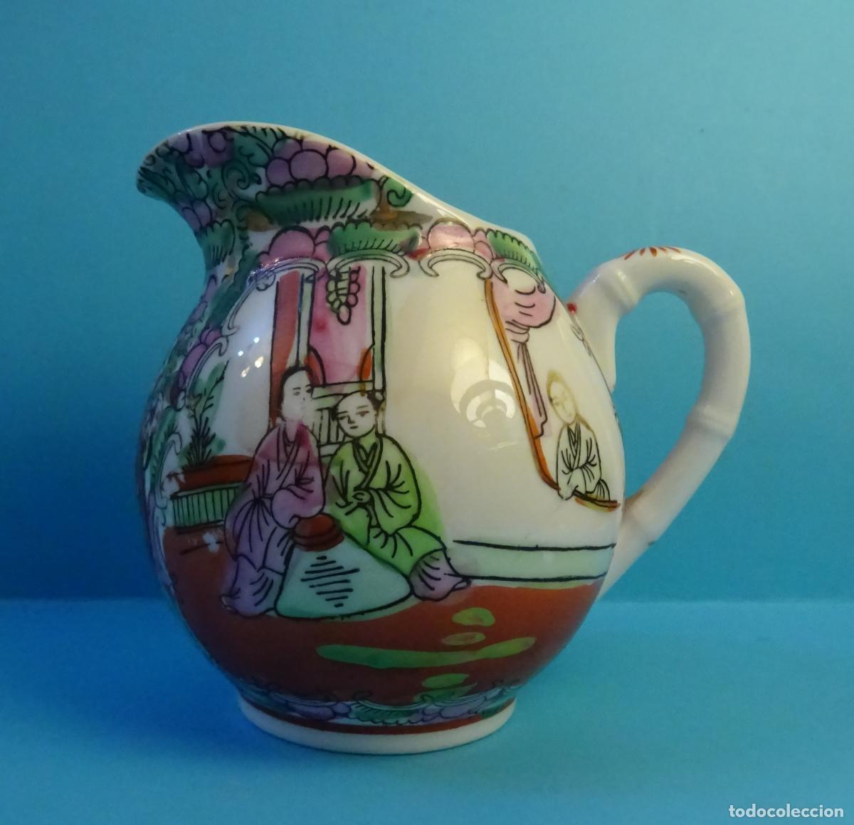 Antig&uuml;edades: LECHERA DE PORCELANA CHINA DE MACAO. ESTILO FAMILIA ROSA. ALTURA 11 CM