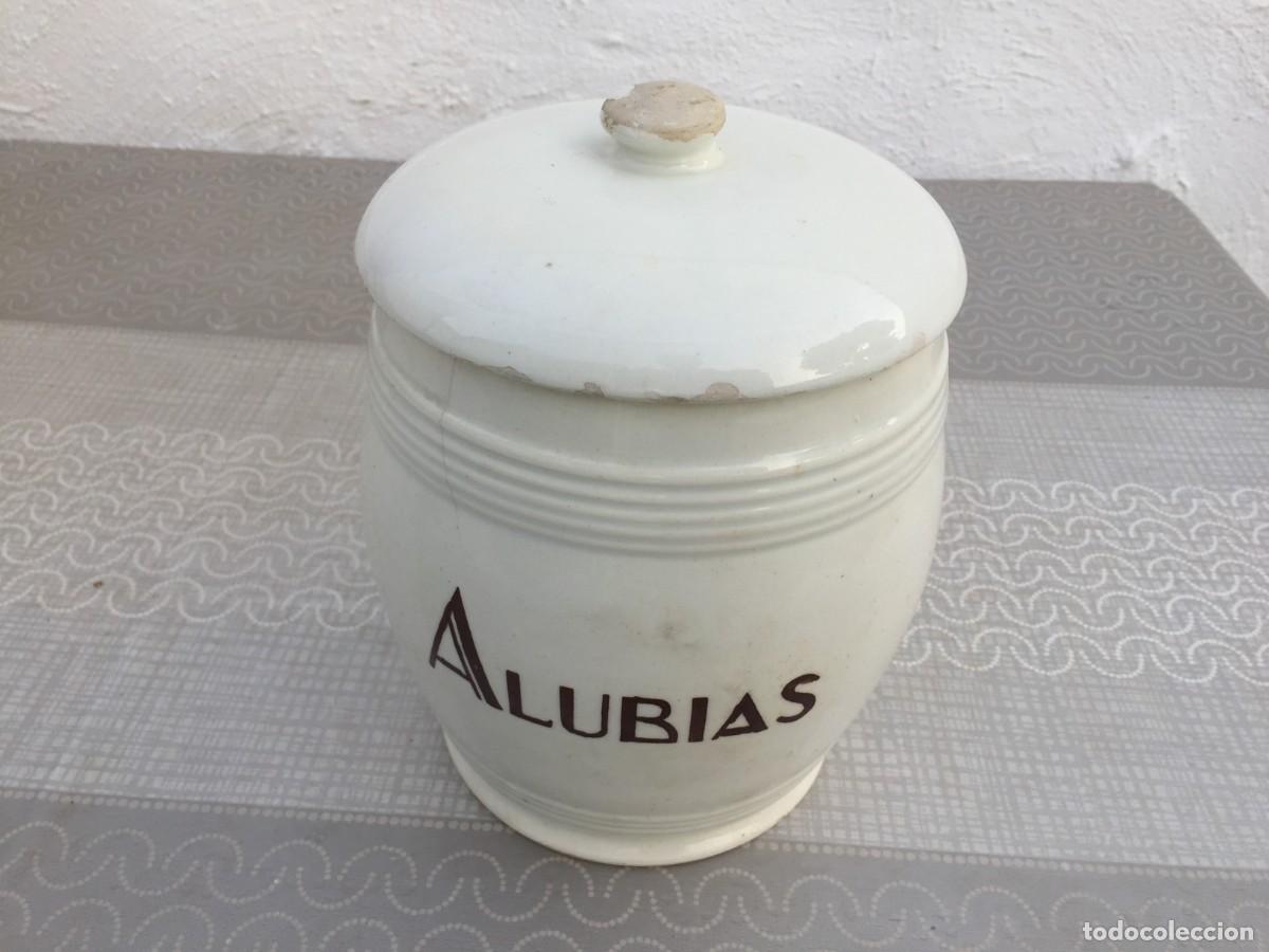 Antig&uuml;edades: ANTIGUO BOTE DE COCINA - LOZA - A&Ntilde;OS 30-40 - ALUBIAS - MANISES
