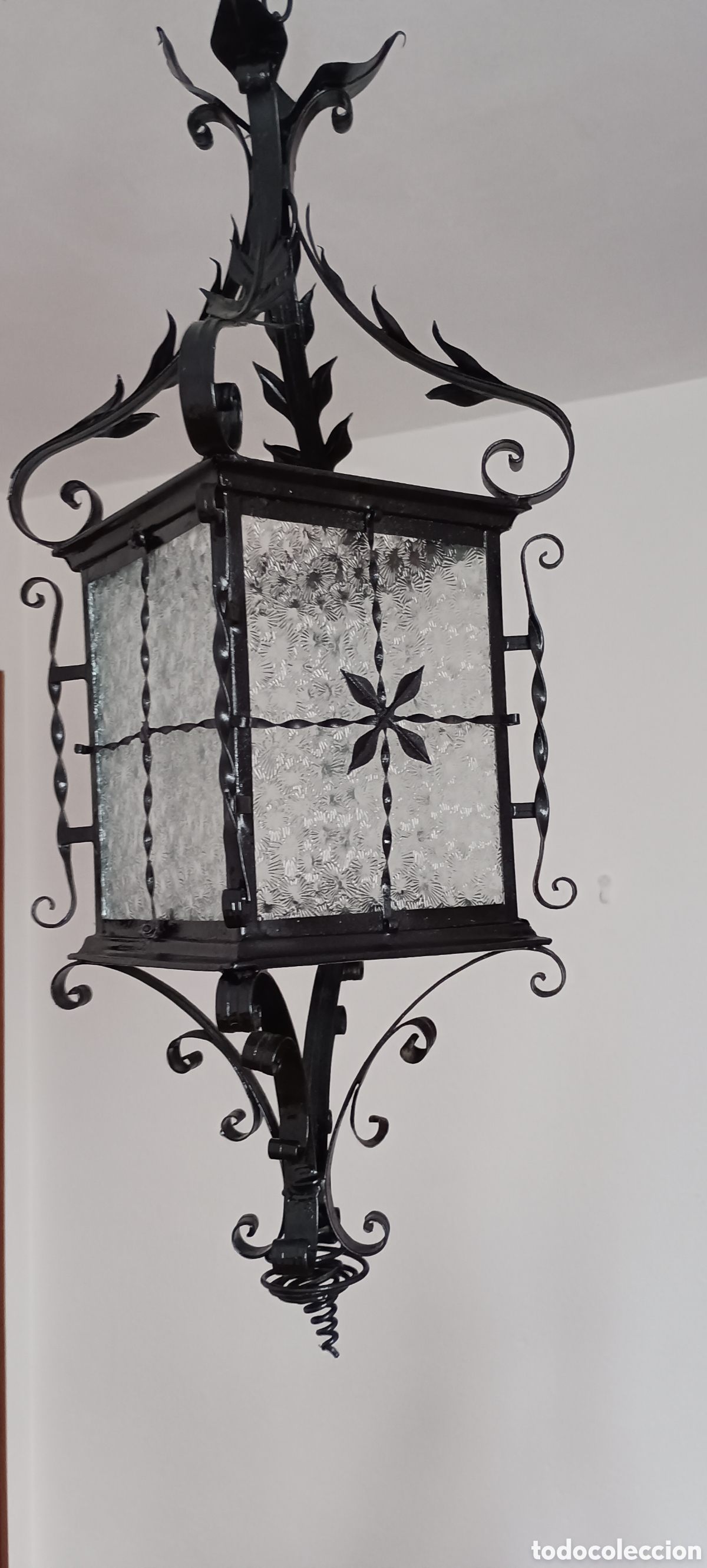 Antig&uuml;edades: Farol forja hierro y cristal - Foto 4