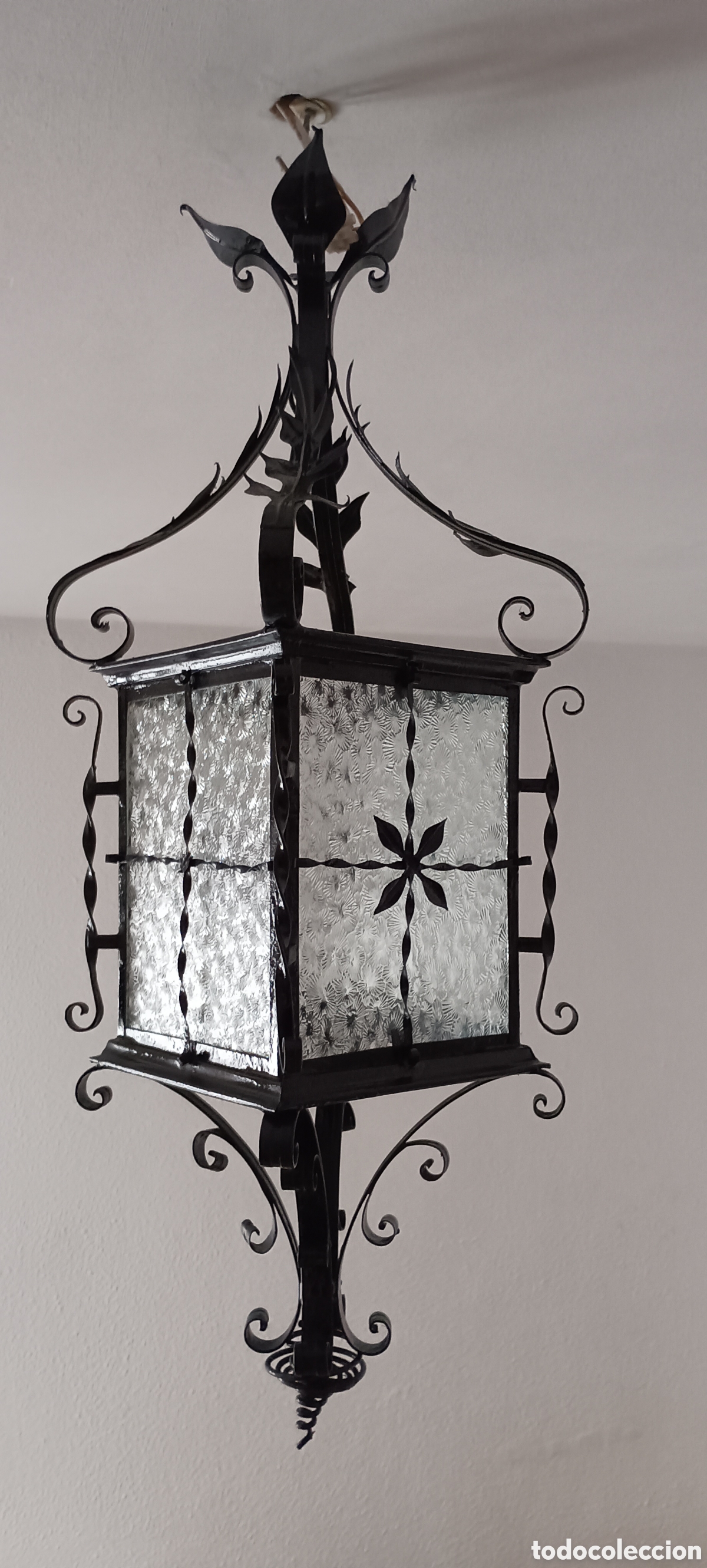 Antig&uuml;edades: Farol forja hierro y cristal