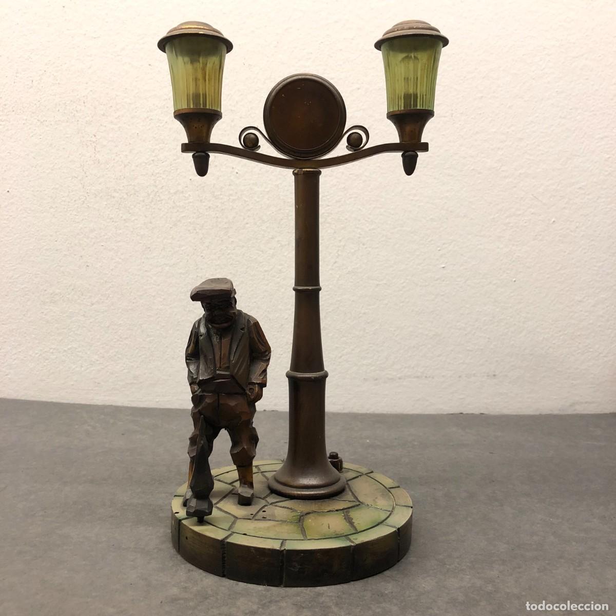 Antig&uuml;edades: LAMPARA DE MESA VINTAGE - DISE&Ntilde;O DE FAROLA - ESTILO PARISINO - ESCULTURA - 31 X 14,5 CM / 1691