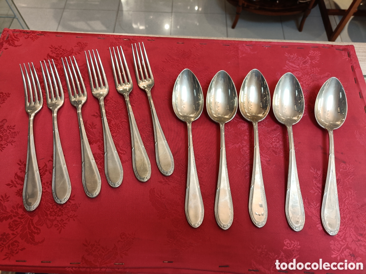Antig&uuml;edades: CUBIERTOS ANTIGUOS ALPACA 6 TENEDORES Y 5 CUCHARAS GRANDES