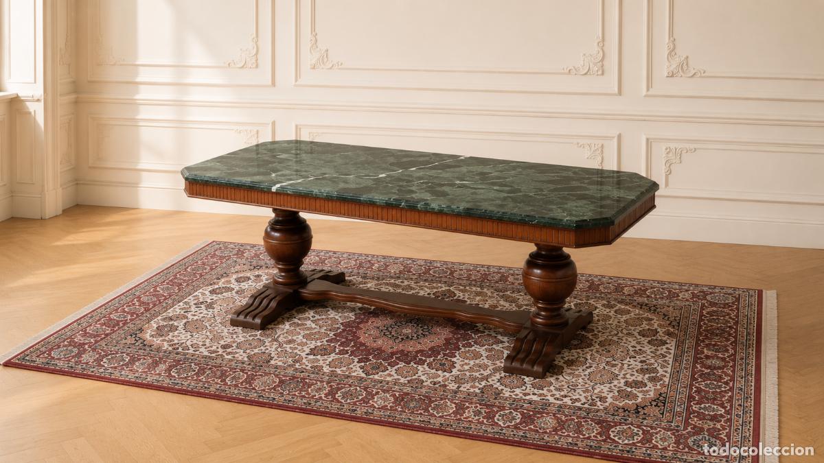 Antig&uuml;edades: Mesa baja antigua centro de sal&oacute;n (145 cm). Gran Mesa Auxiliar antigua estilo ingl&eacute;s Victoriano.