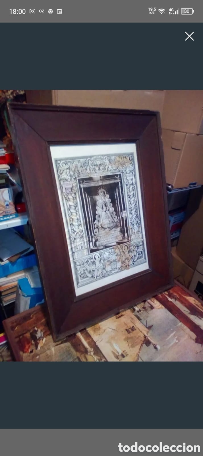 Antig&uuml;edades: Litograf&iacute;a original enmarcada