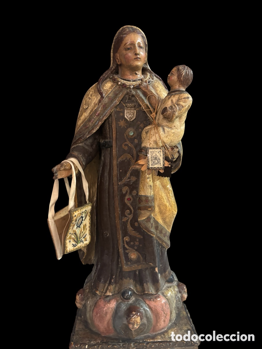 Antig&uuml;edades: Talla Virgen Del Carmen. Siglo XVII.
