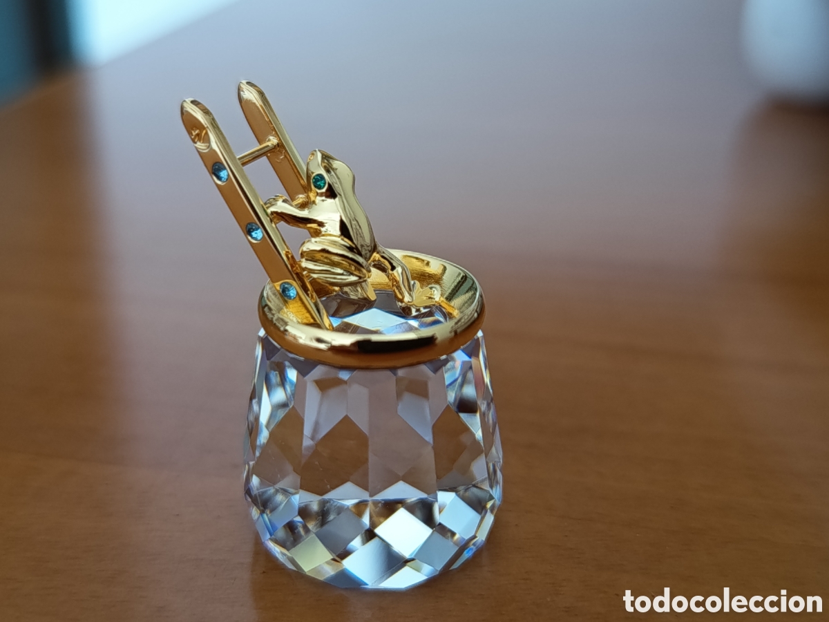 Antig&uuml;edades: Miniatura Rana del Tiempo Cristal Swarovski ,con caja
