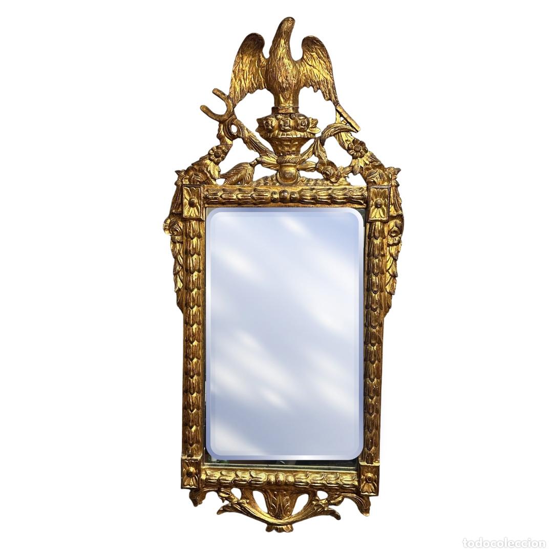 Antig&uuml;edades: Espejo de pared, madera tallada y dorada, Napole&oacute;n III, circa 1880 &ndash; Francia