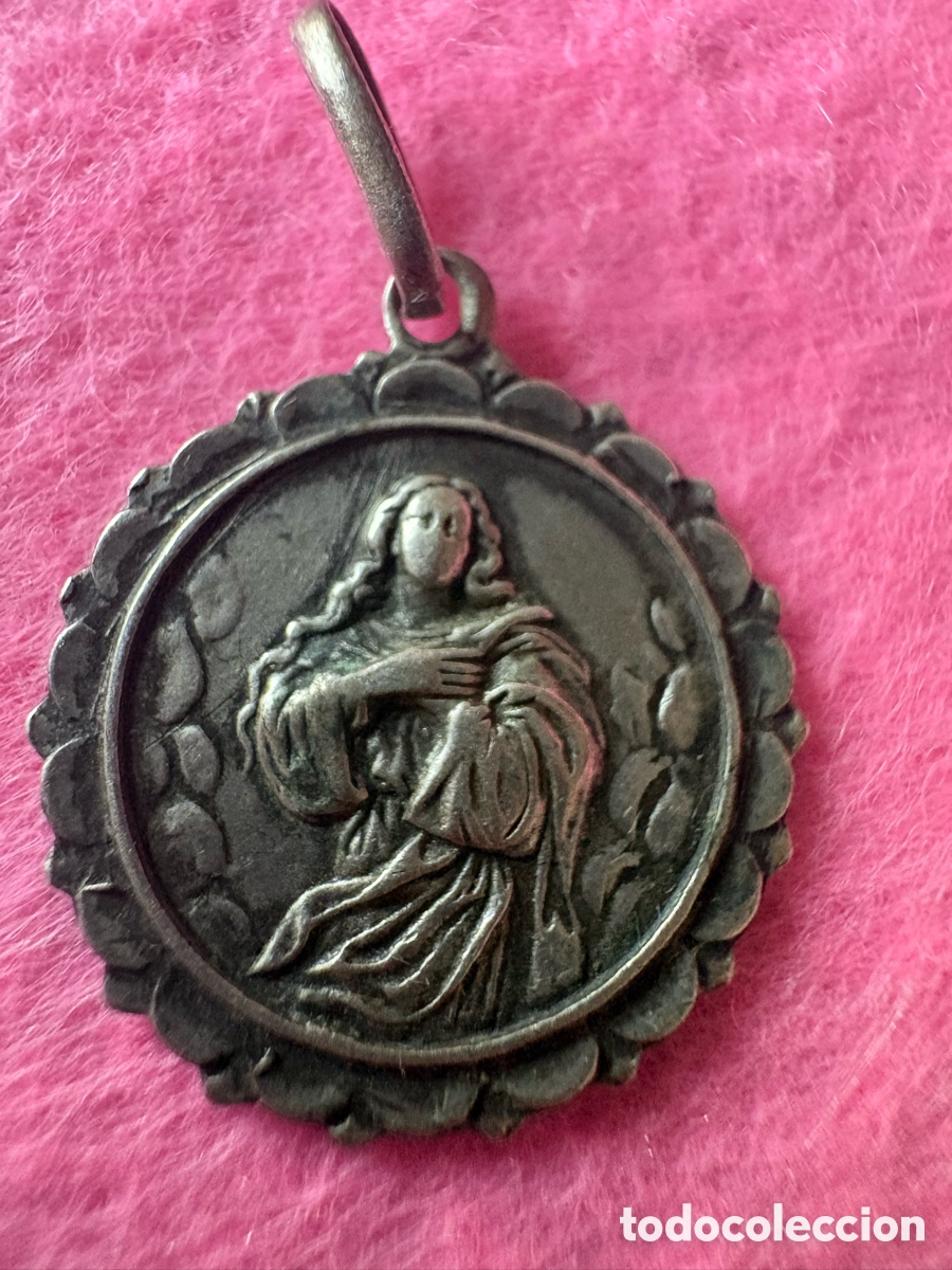 Antig&uuml;edades: Antigua medalla de plata Inmaculada Concepcion con contraste (A1)