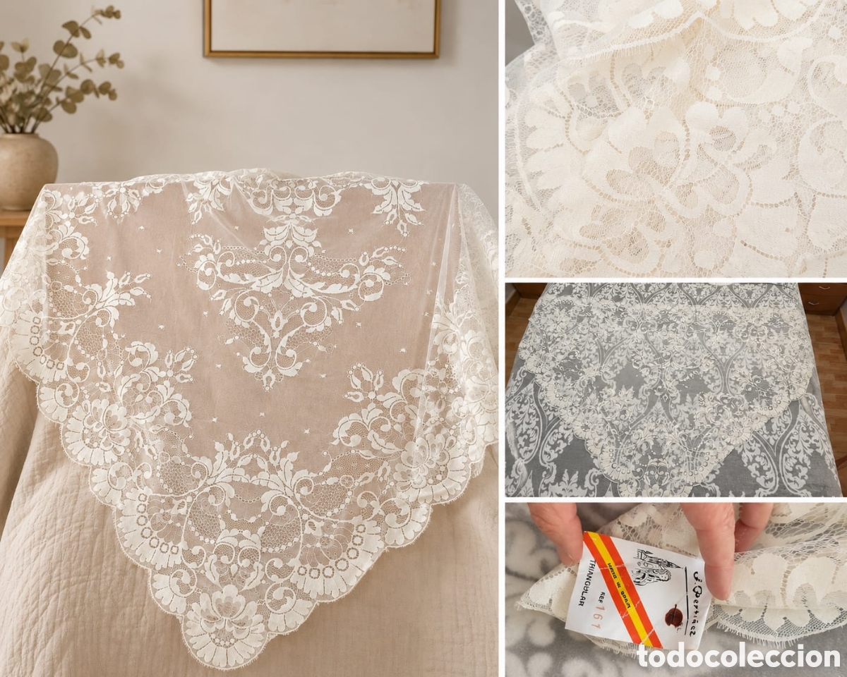 Antiques: Mantilla en pico hecha a Mano J.Perti&ntilde;ez.