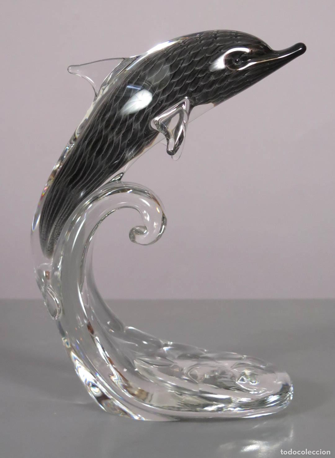 Antig&uuml;edades: DELFIN. VIDRIO. Ronneby. FIRMADO. SUECIA
