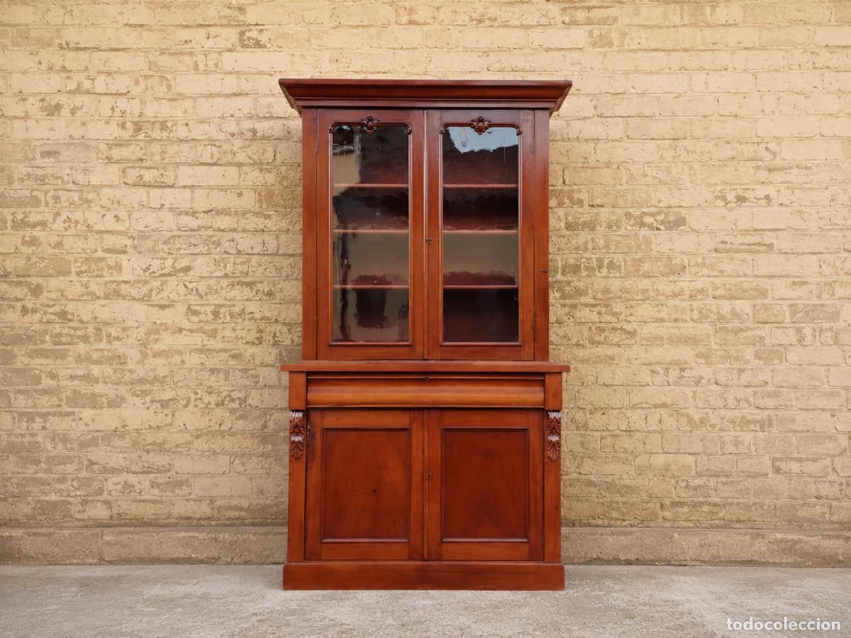 Antiquit&auml;ten: Vitrina antigua estilo ingl&eacute;s victoriano Hobs&Co Aparador Mueble librero estanter&iacute;a librer&iacute;a antiguo
