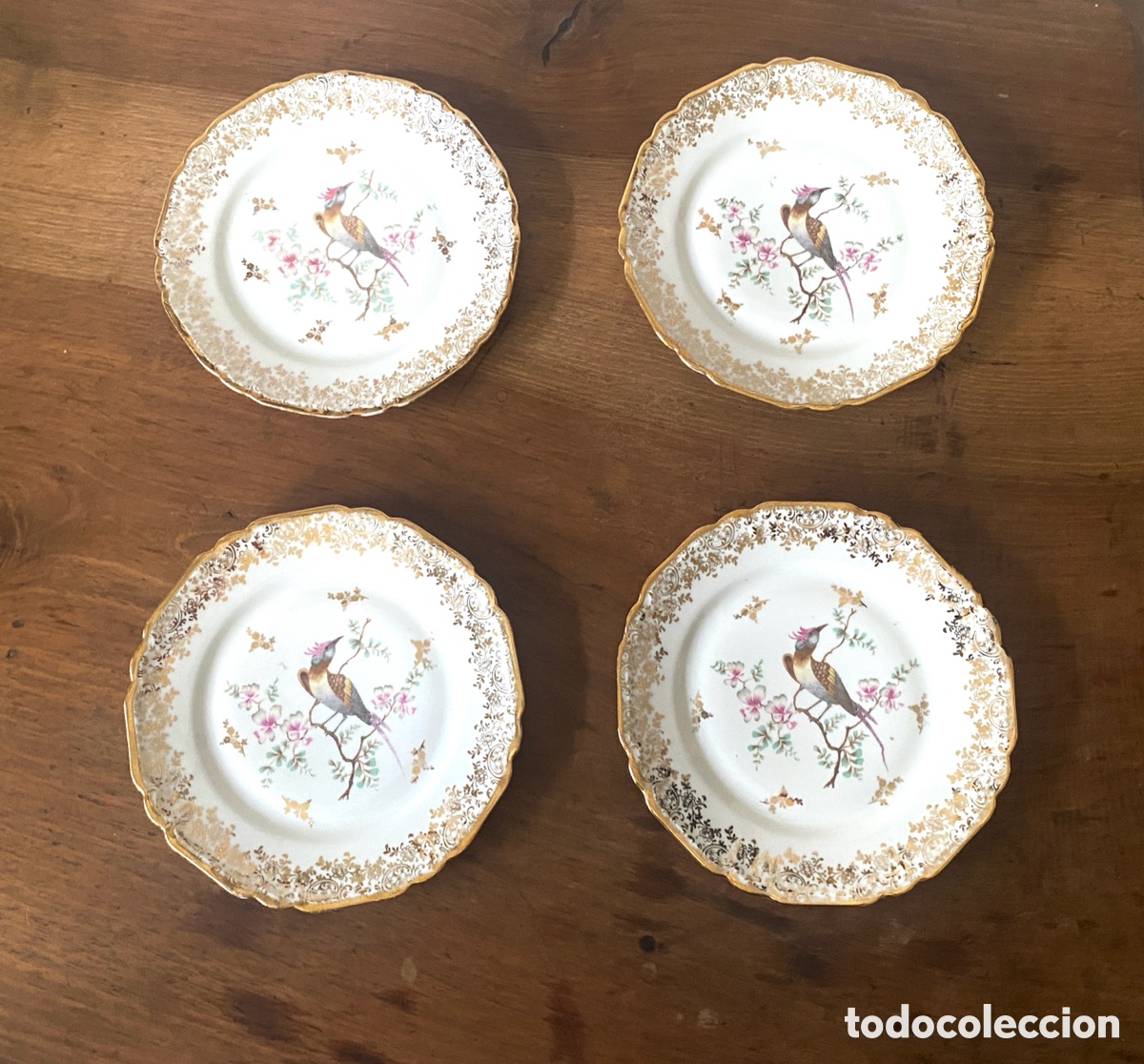 Antig&uuml;edades: Lote de 4 platos de porcelana de limoges