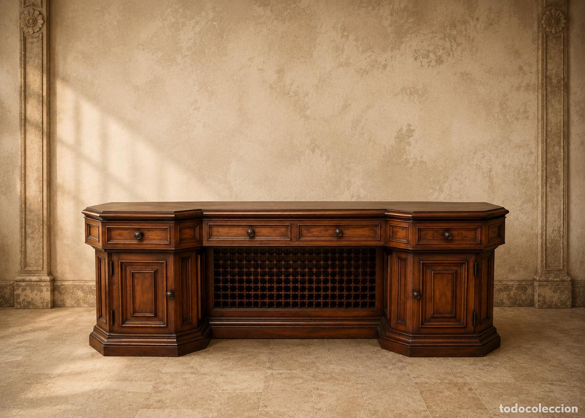 Antiquit&auml;ten: Gran consola antigua estilo ingl&eacute;s Oriental 230 cm. Mueble Aparador Bufet Mostrador estilo Colonial.