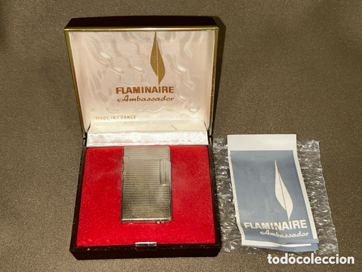 Antiques: EXCELENTE MECHERO FLAMINAIRE AMBASSADOR FRANCIA EN SU CAJA ORIGINAL Y GARANT&Iacute;AS *VER FOTOS*