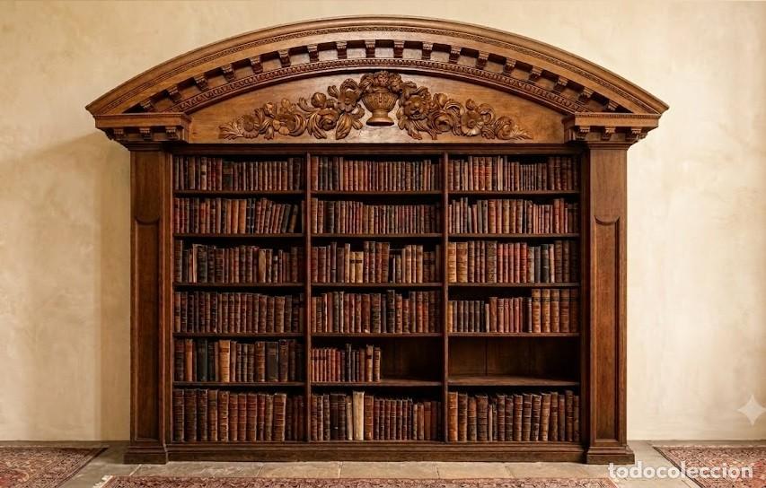 Antiguidades: Gran Dintel madera antiguo portal o cochera (330 cm) Adorno Remate Copete Mueble Estanter&iacute;a Librer&iacute;a