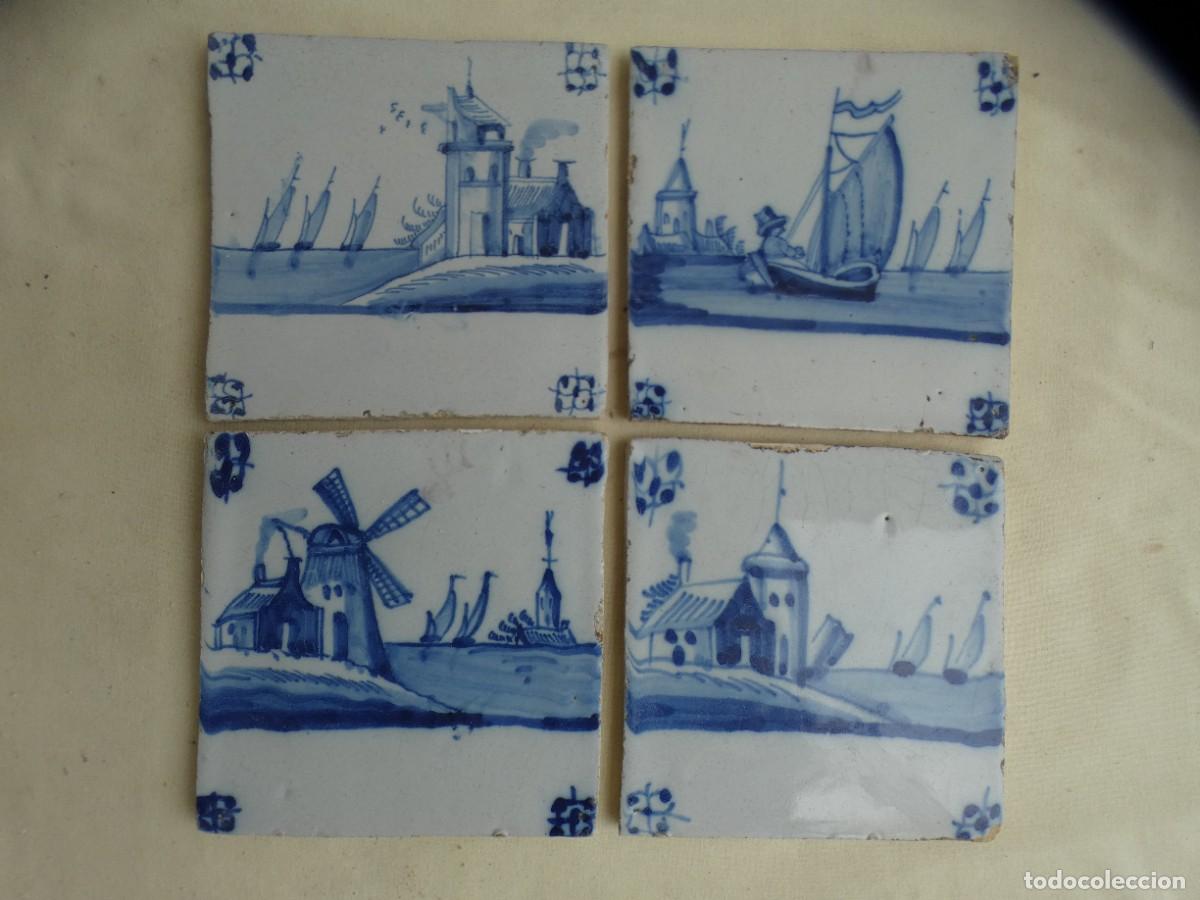 Antig&uuml;edades: 4 Azulejos holandeses