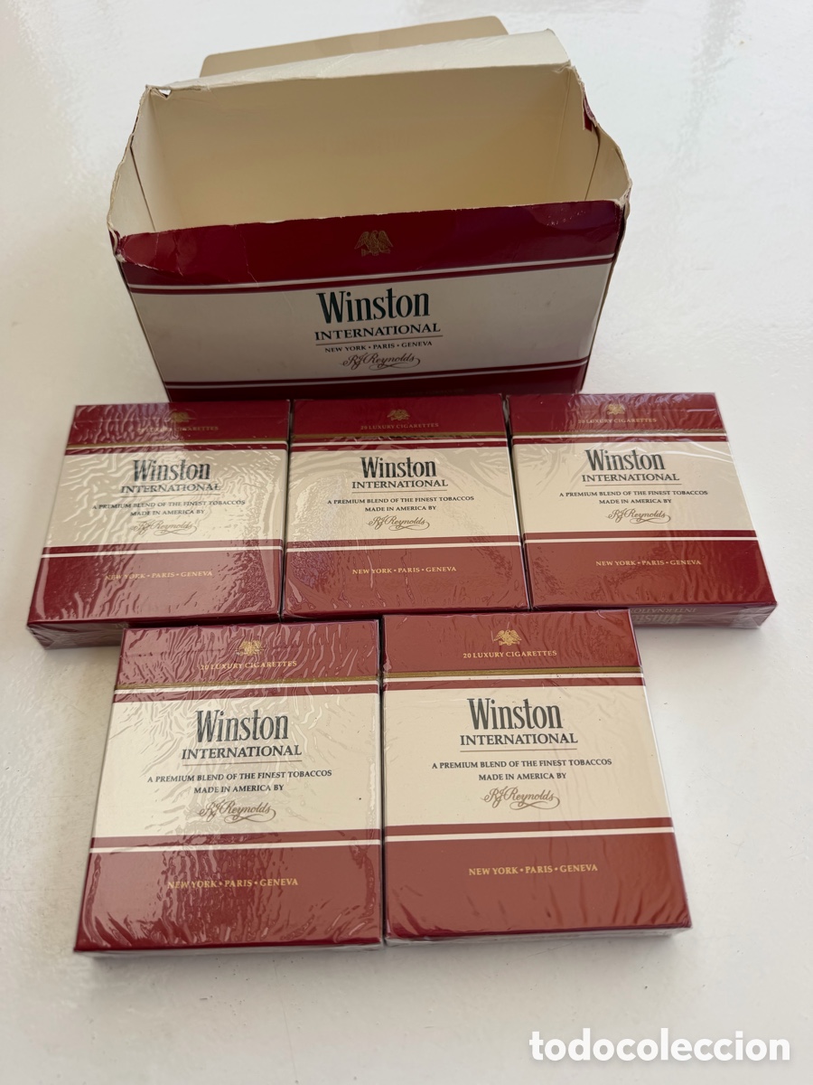Antig&uuml;edades: 5 paquetes cigarrillos winston internacional USA