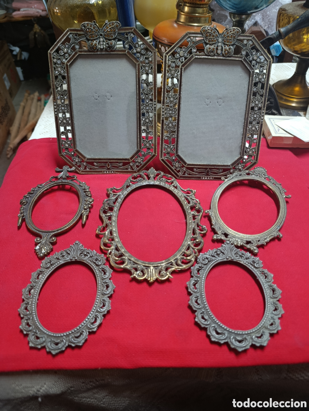 Antig&uuml;edades: Lote de 7 marcos de laton Italianos