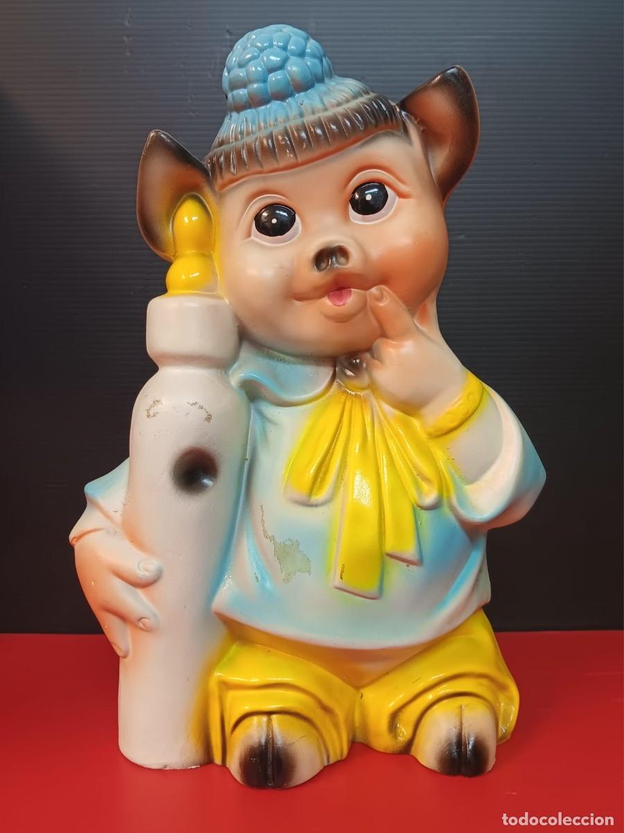 Antig&uuml;edades: ANTIGUA HUCHA ALCANCIA FIGURA DE CERDO CERDITO EN PORCELANA BARRO COCIDO POLICROMADO A&Ntilde;OS 70/80