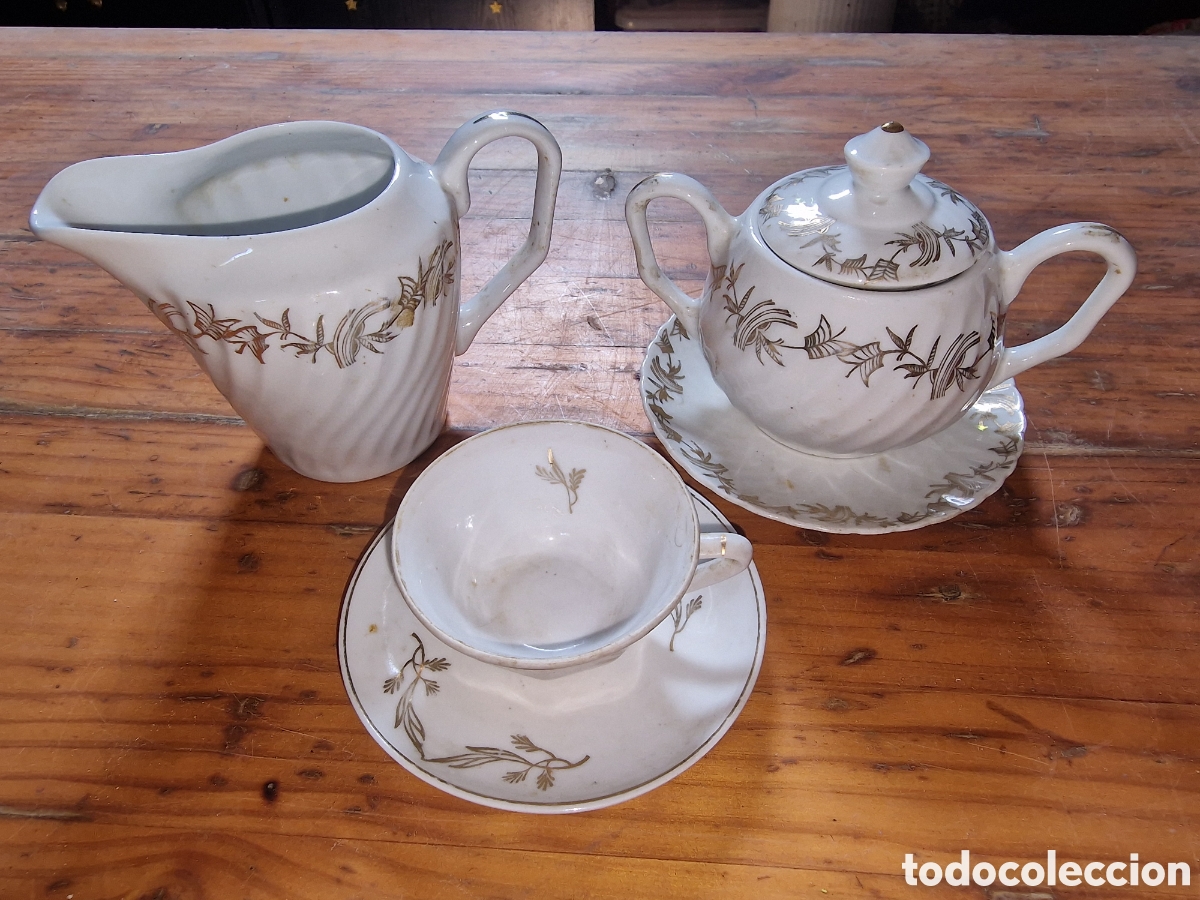 Antig&uuml;edades: Antiguo juego caf&eacute;, tetera,azucarero,platos taza con sello diferente royal,ver fotos