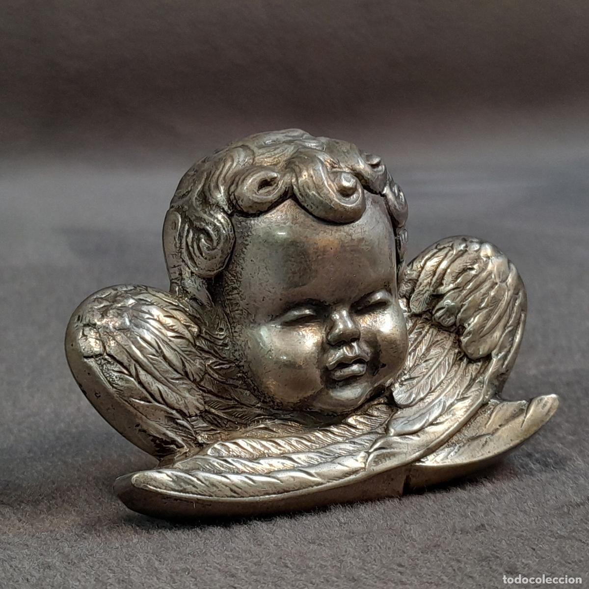 Antig&uuml;edades: CABEZA DE QUERUB&Iacute;N EN PLATA. SIGLO XX - Foto 2