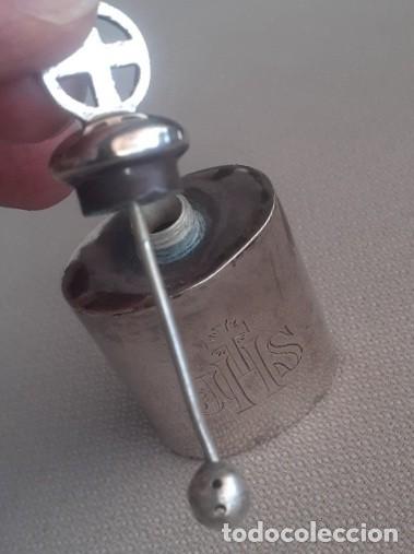 Antig&uuml;edades: Crismera plata Santos &Oacute;leos Sacramento plata ley 916