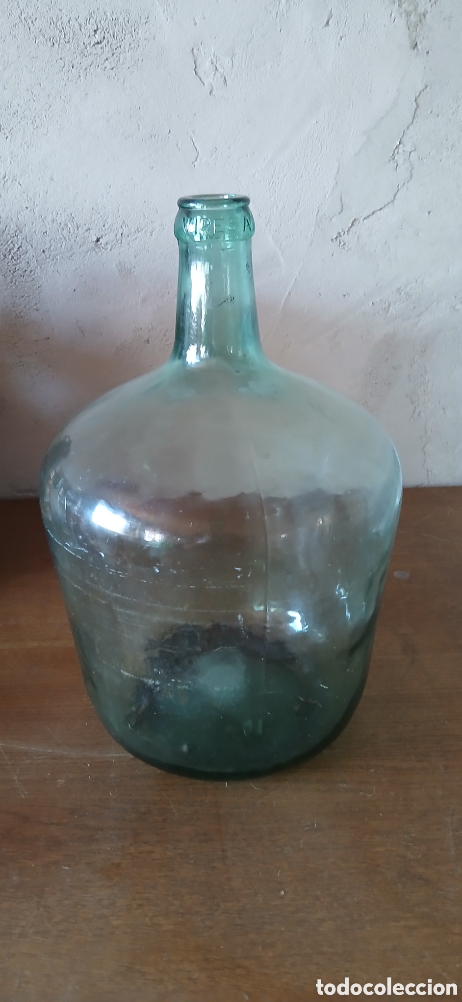 Antig&uuml;edades: GARRAFA BOTELLA DAMAJUANA GRANDE DE CRISTAL MARCA VIRESA